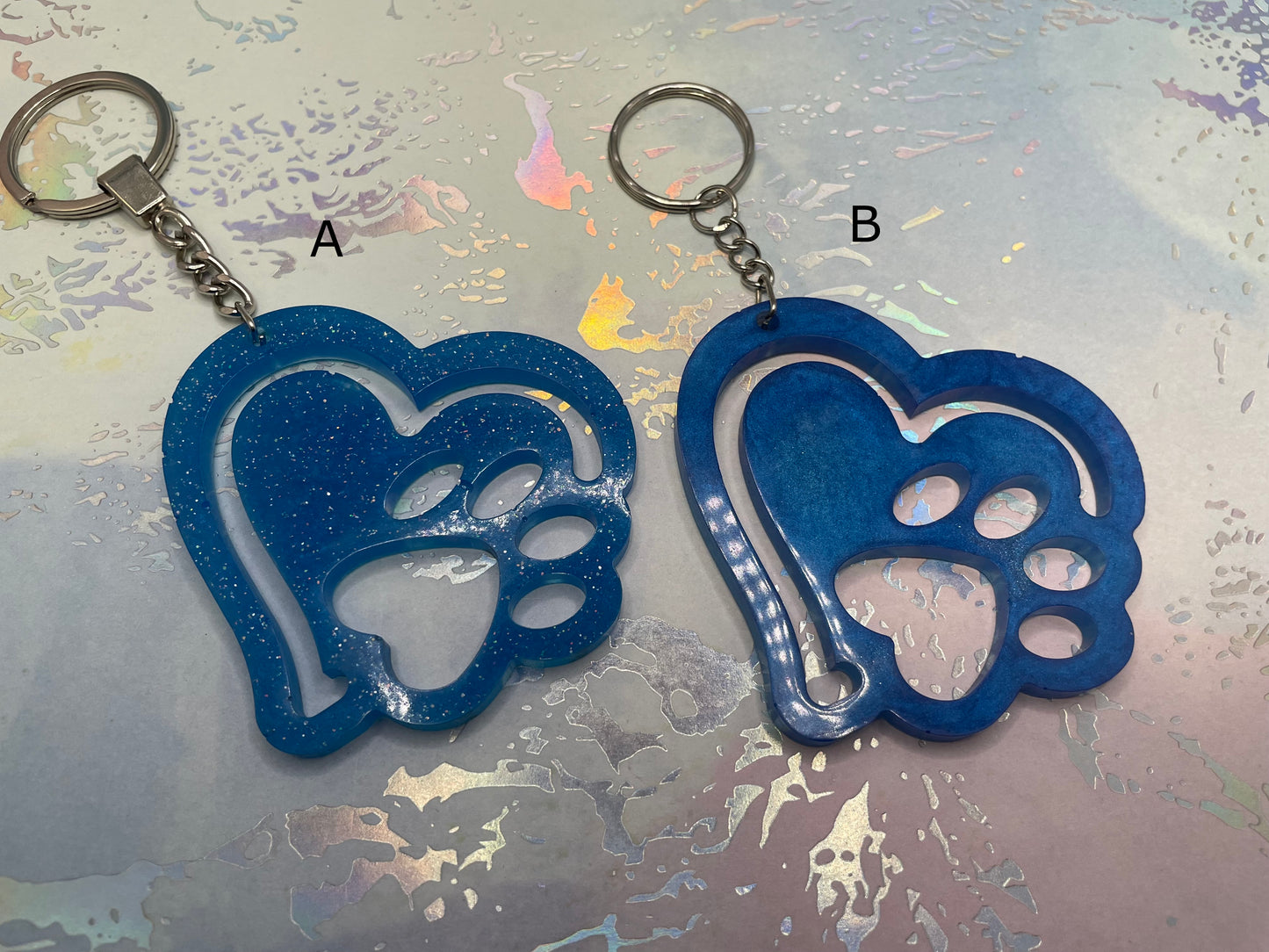 Heart & Paw Print Resin Keychain