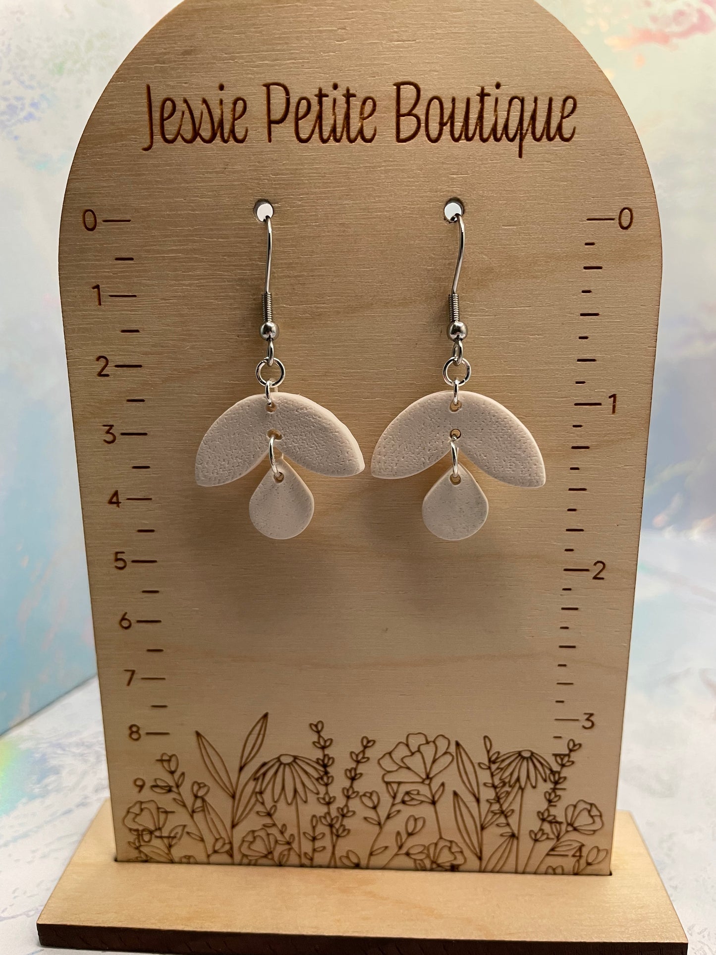 Boucles d'oreilles fleurs en argile blanche - Acier Inoxydable + Sans Nickel