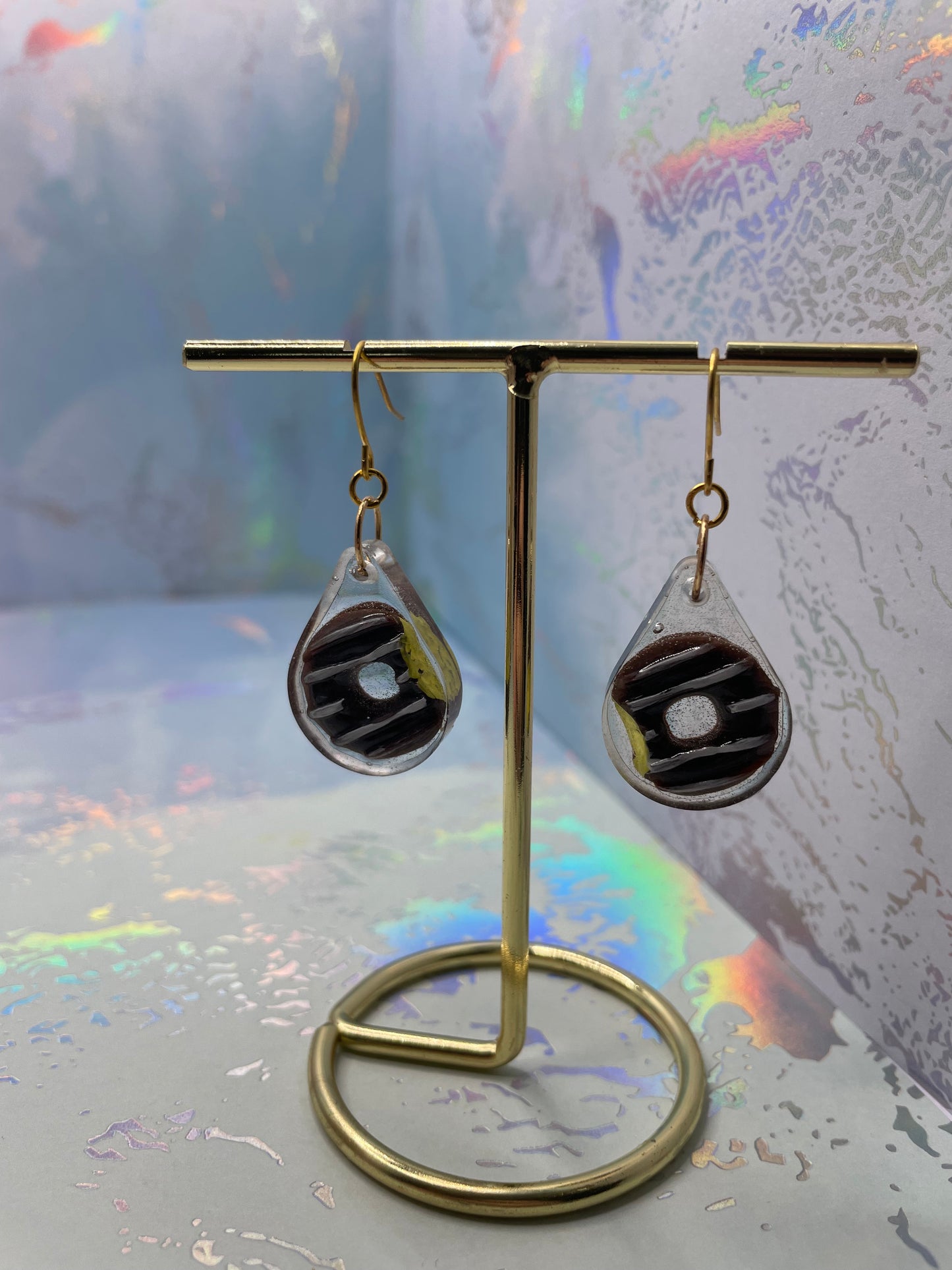 Boucles d'oreilles beigne pendant en goutte