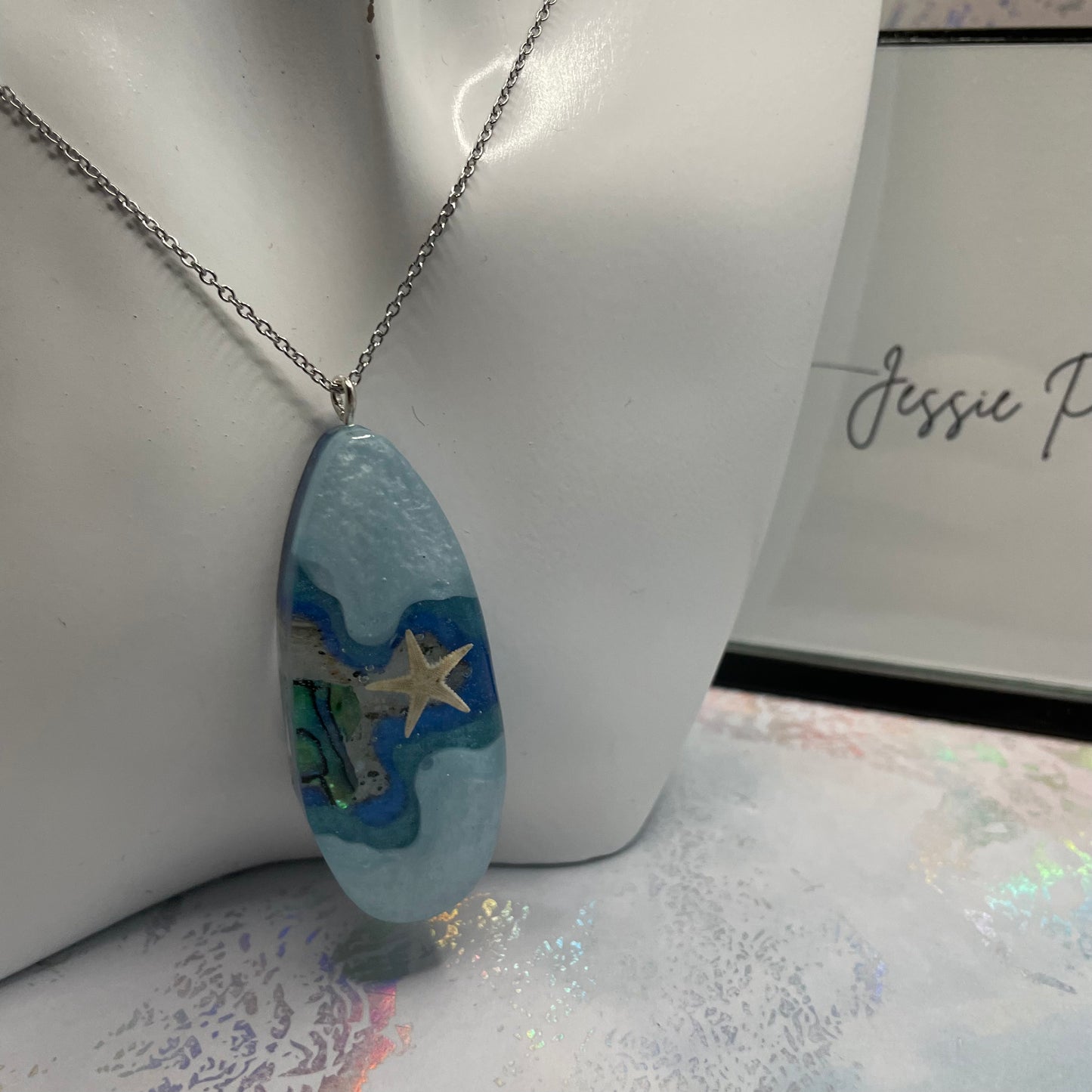 Collier Grosse Goutte Océan - 30"Sans Nickel+Acier Inoxydable