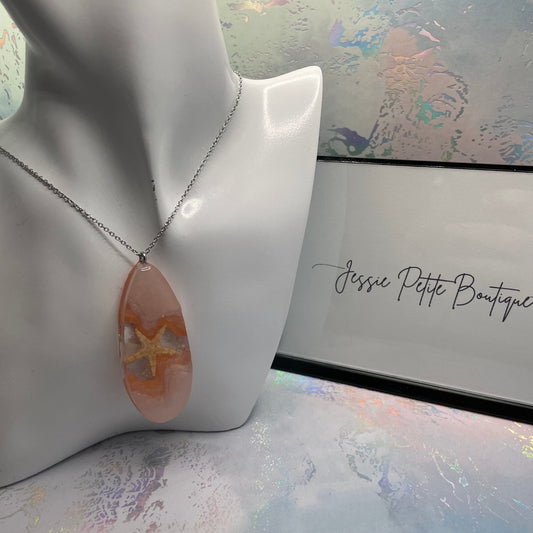 Collier goutte étoile de mer phosphorescent-30''