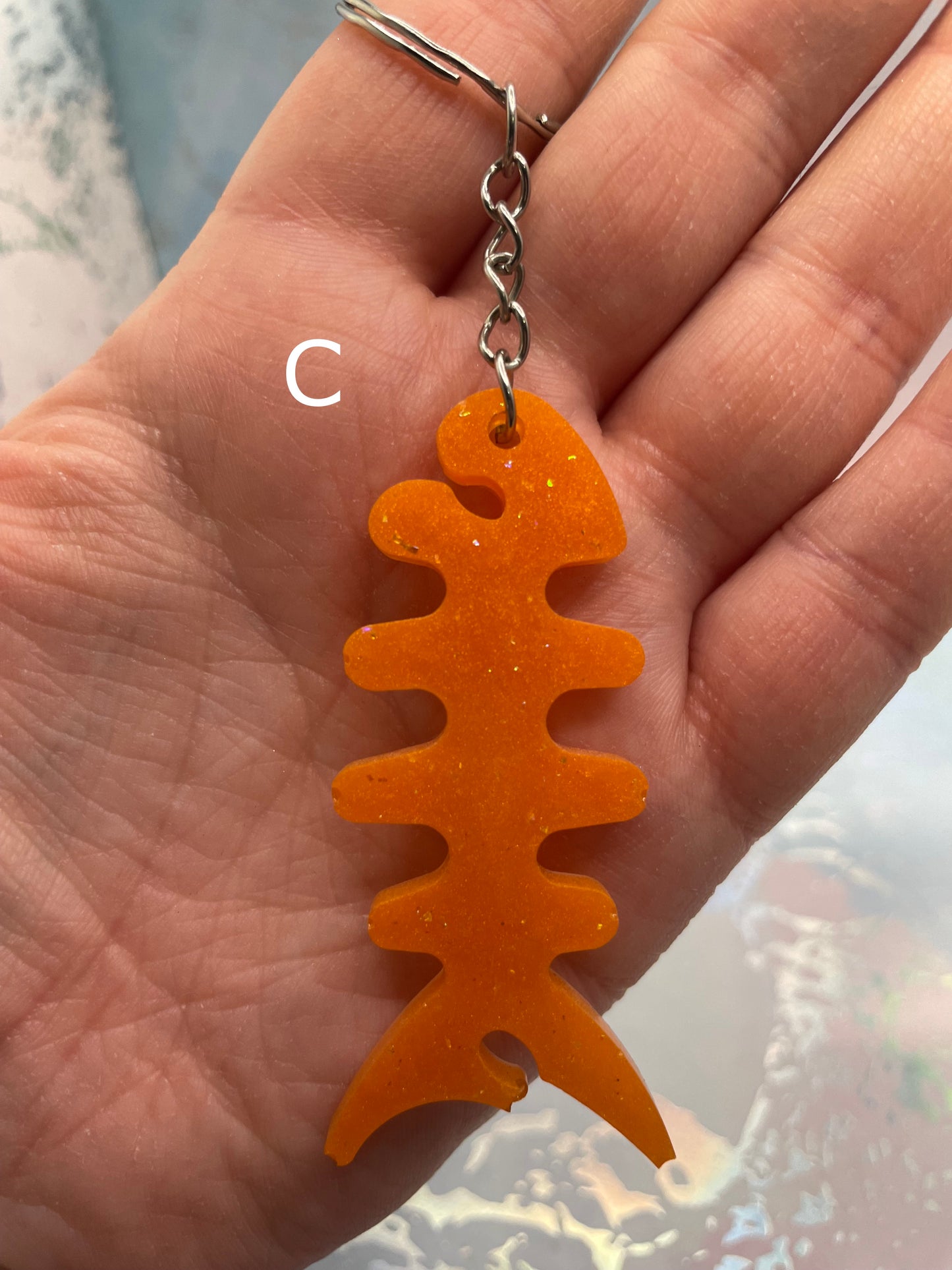 Fish Skeleton Keychain