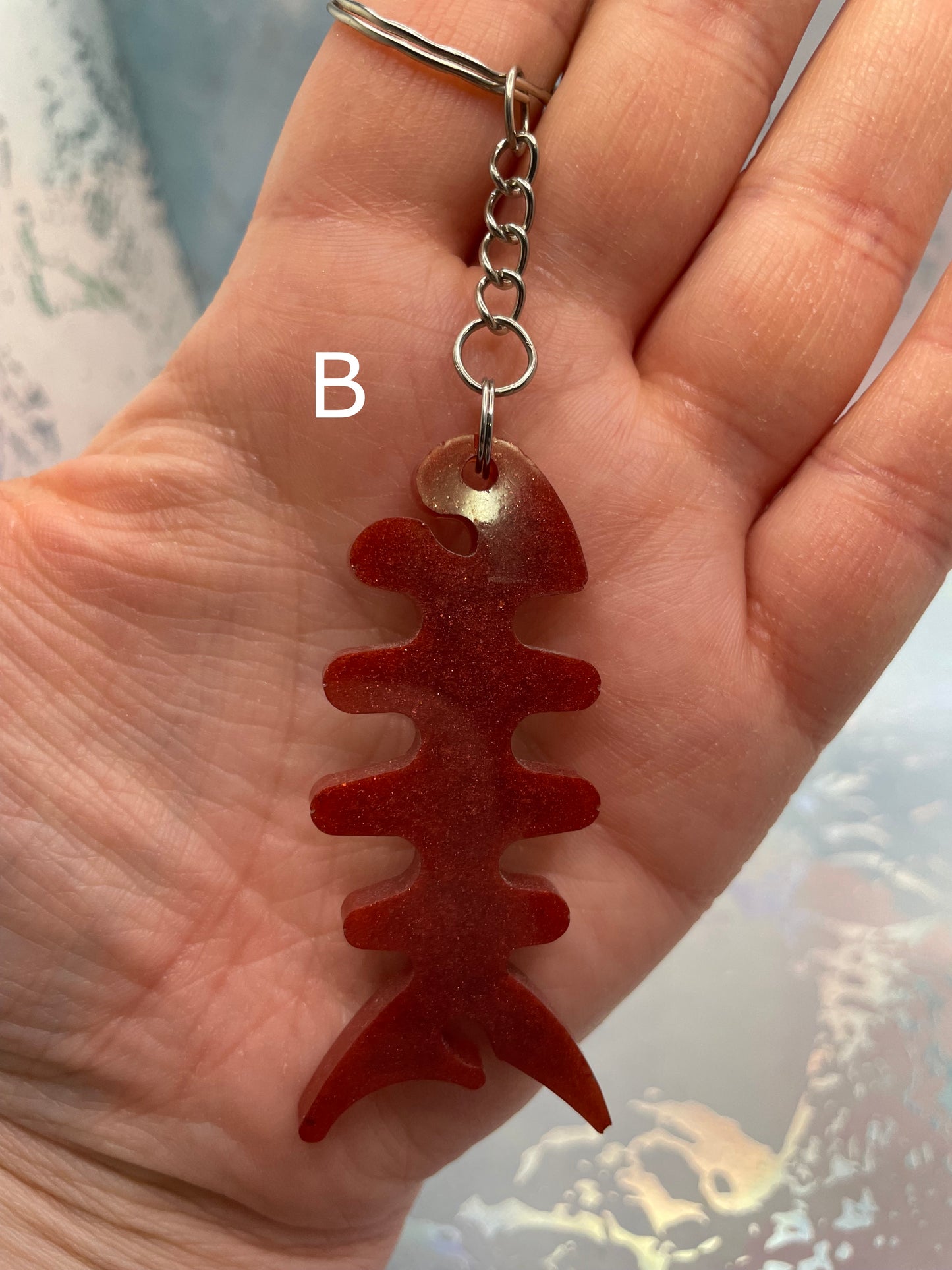 Fish Skeleton Keychain