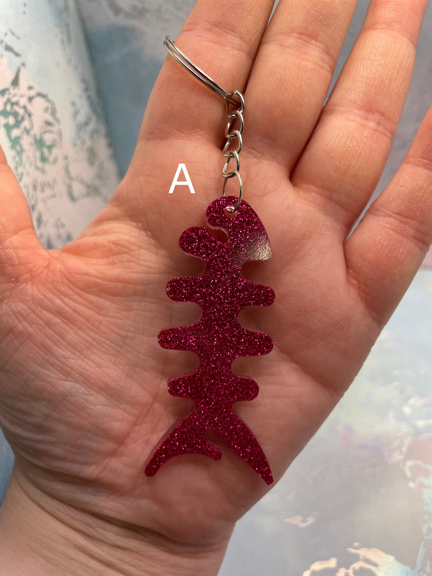 Fish Skeleton Keychain