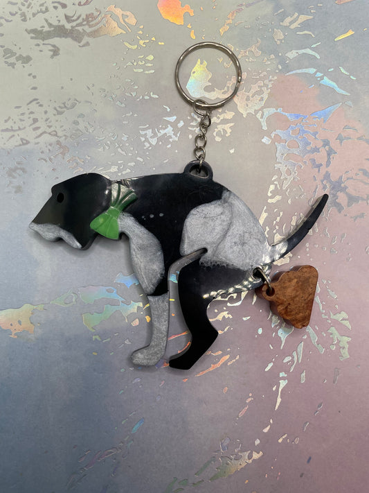 Dog Pooping Resin Keychain (Glow-in-the-Dark Bow Tie)