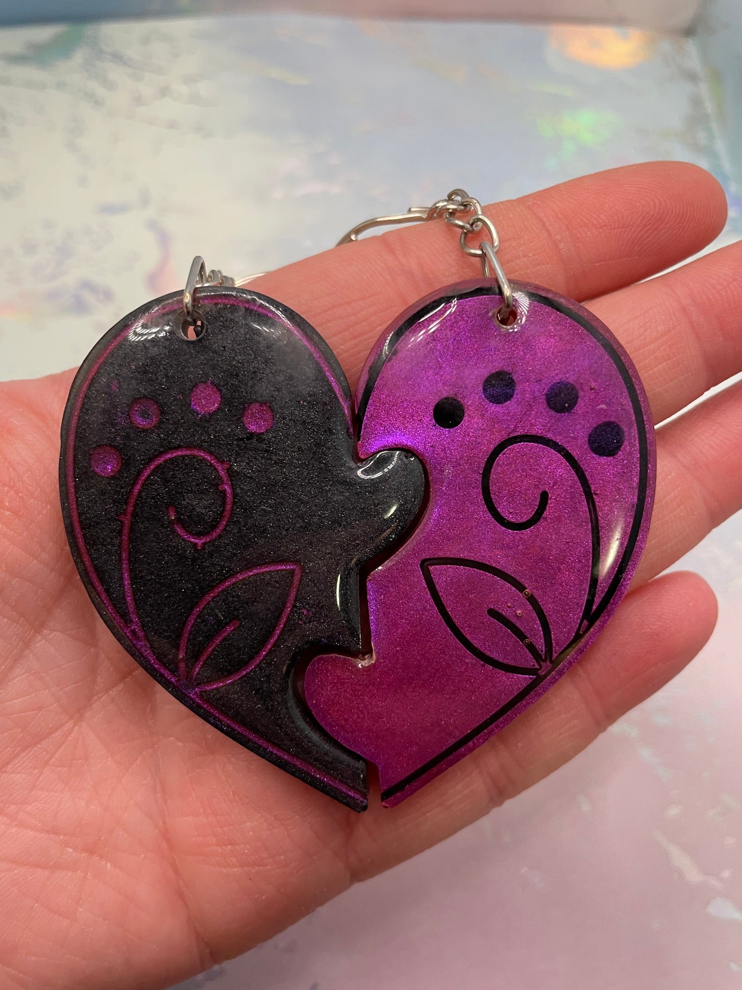 Matching Big Heart Keychain Set