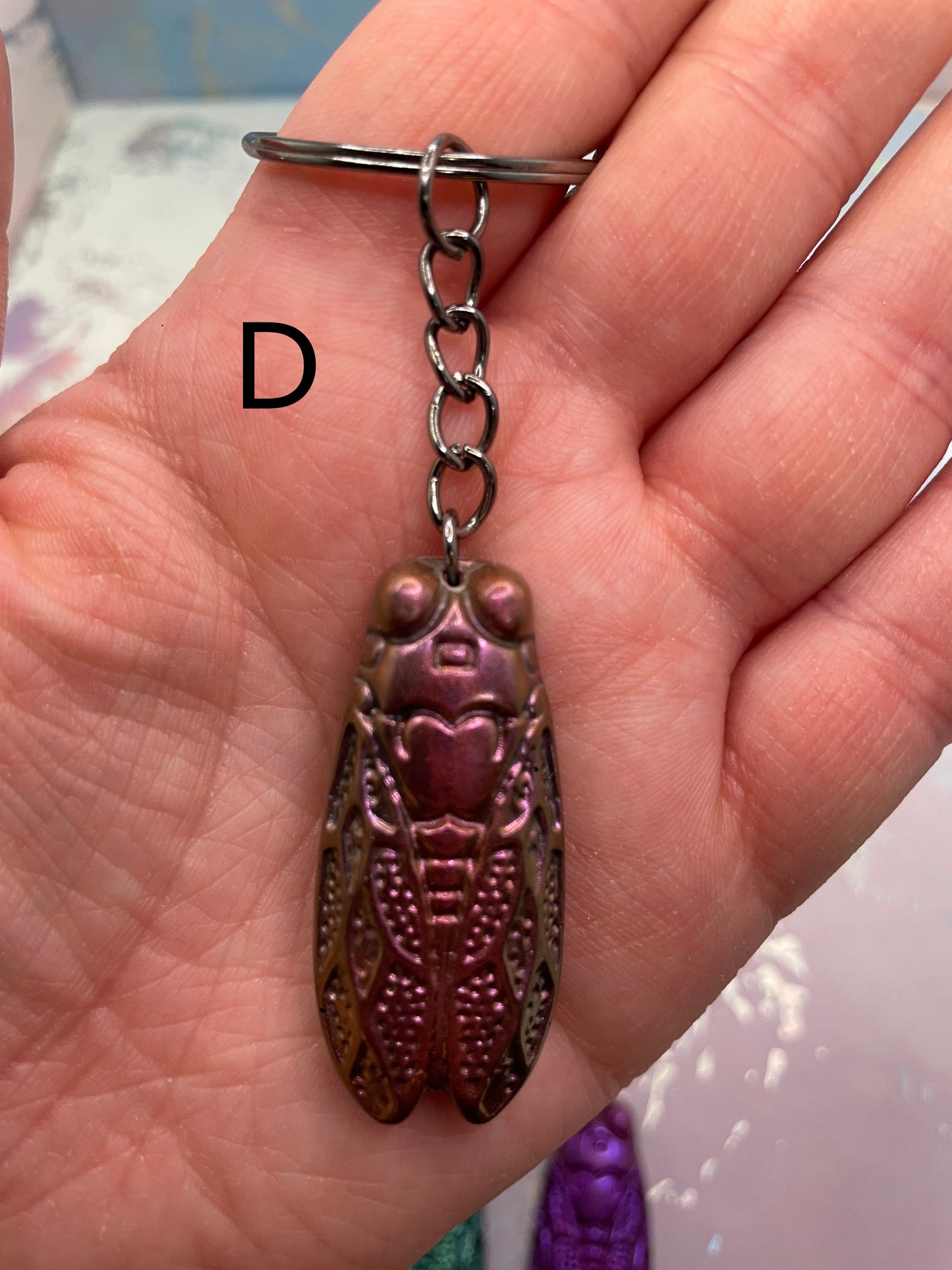 Cicada Keychain – Handmade Resin Insect Charm