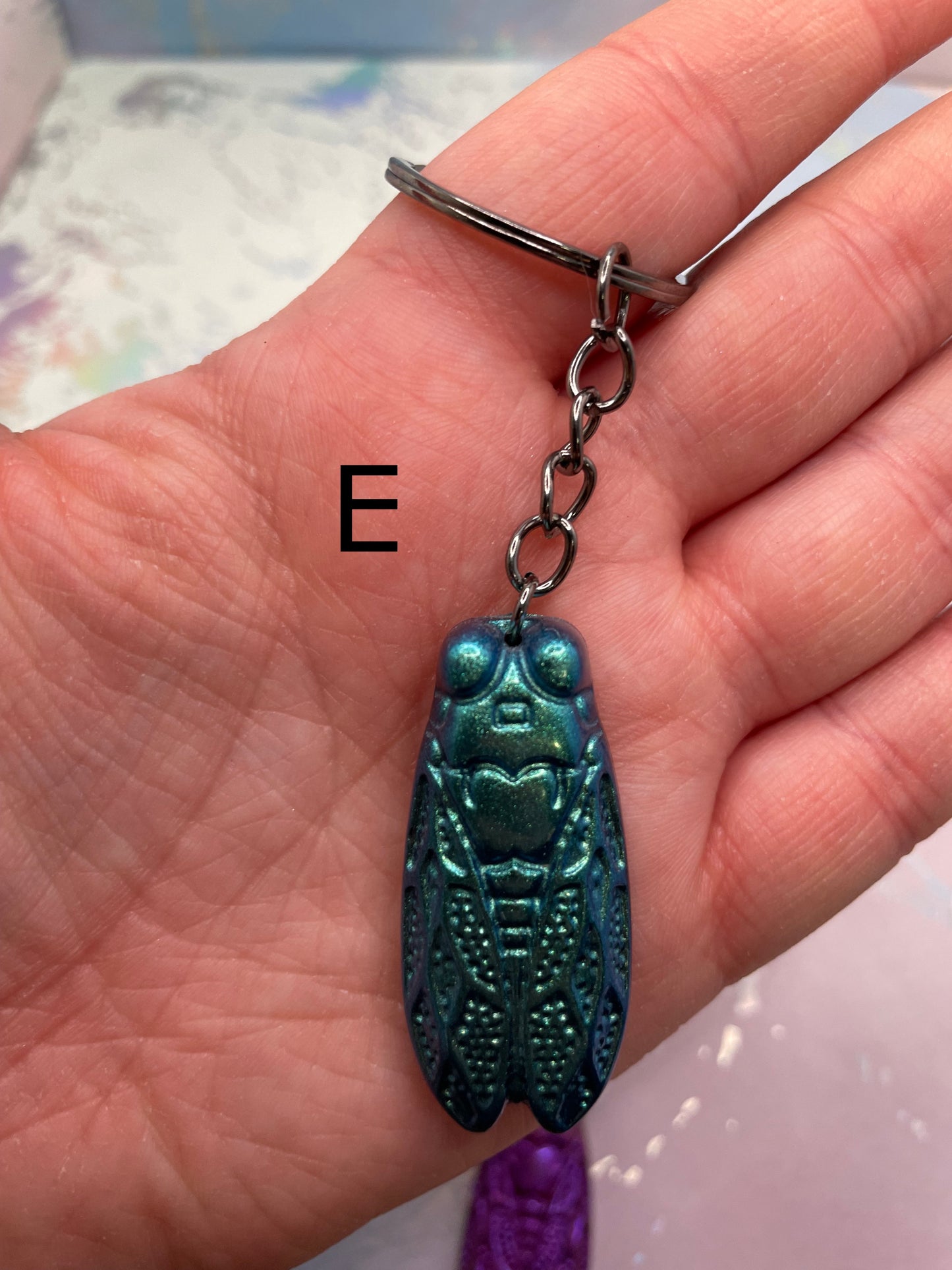 Cicada Keychain – Handmade Resin Insect Charm