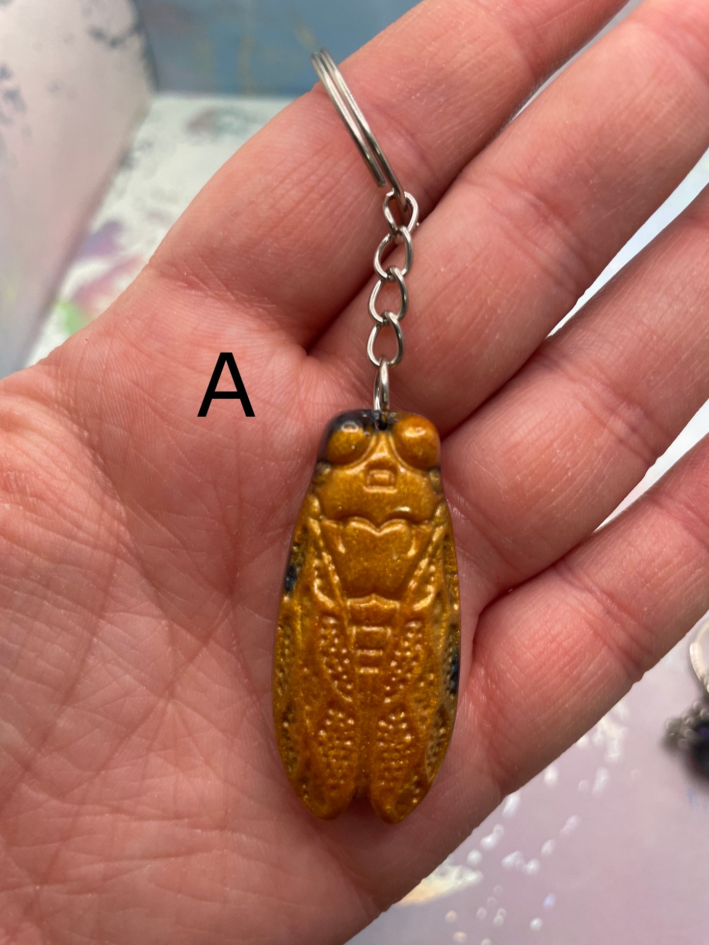 Cicada Keychain – Handmade Resin Insect Charm