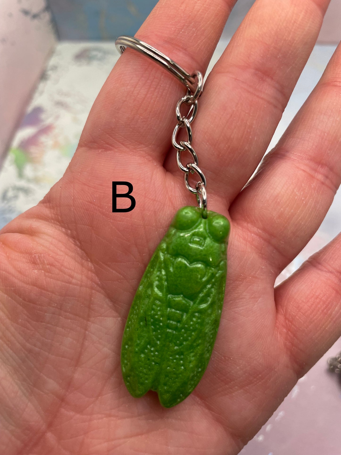 Cicada Keychain – Handmade Resin Insect Charm