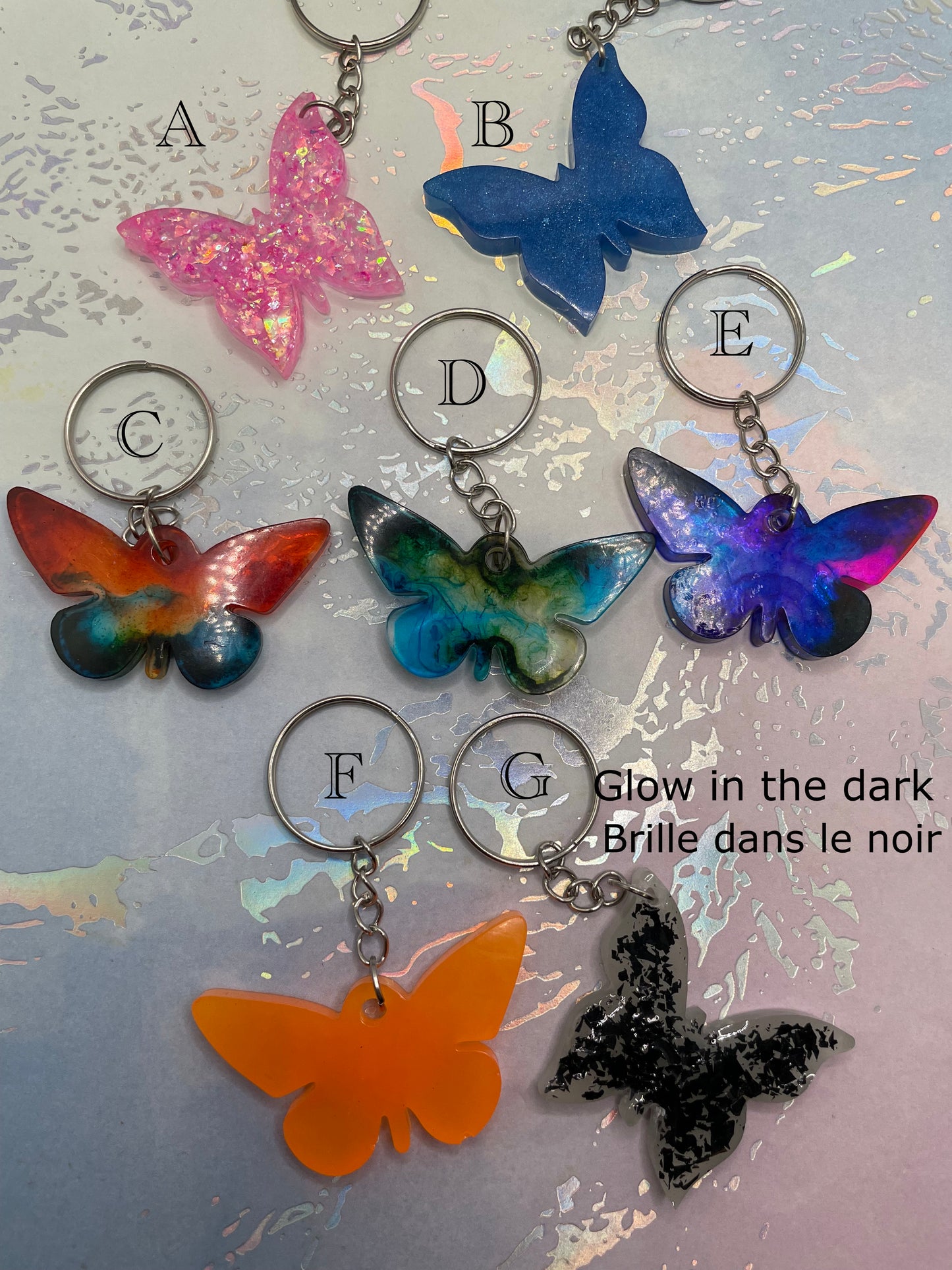 Handmade Butterfly Resin Keychains – Multiple Designs Available