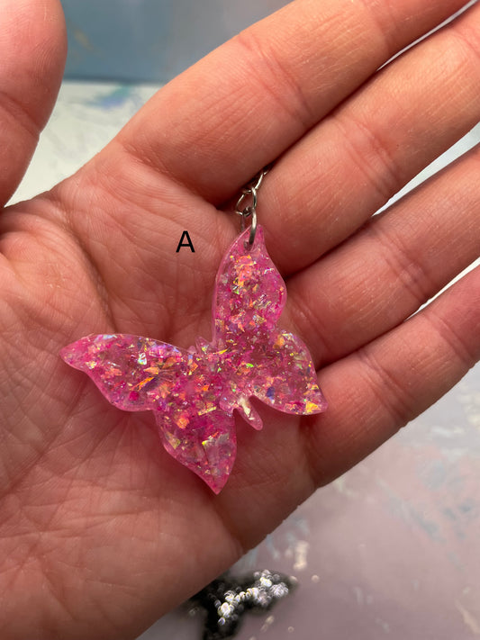 Handmade Butterfly Resin Keychains – Multiple Designs Available