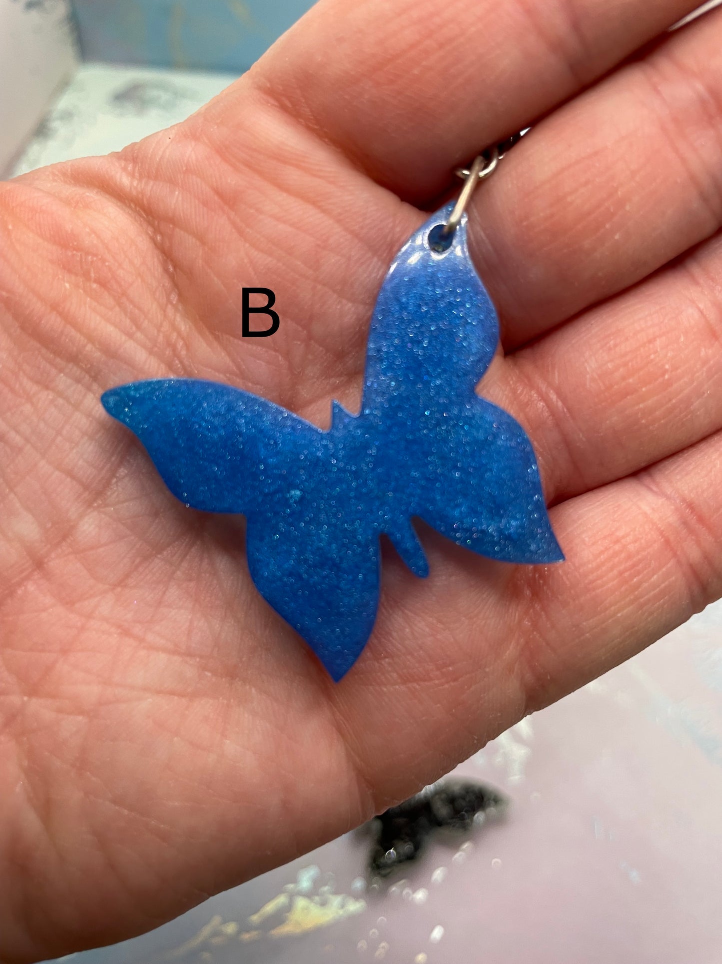 Handmade Butterfly Resin Keychains – Multiple Designs Available
