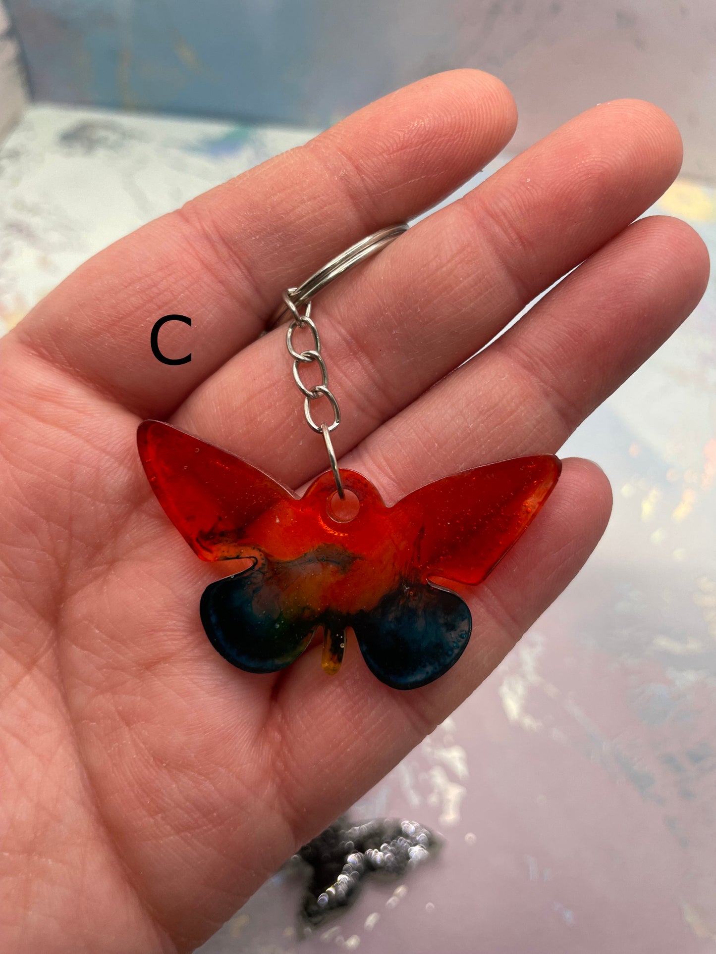 Handmade Butterfly Resin Keychains – Multiple Designs Available