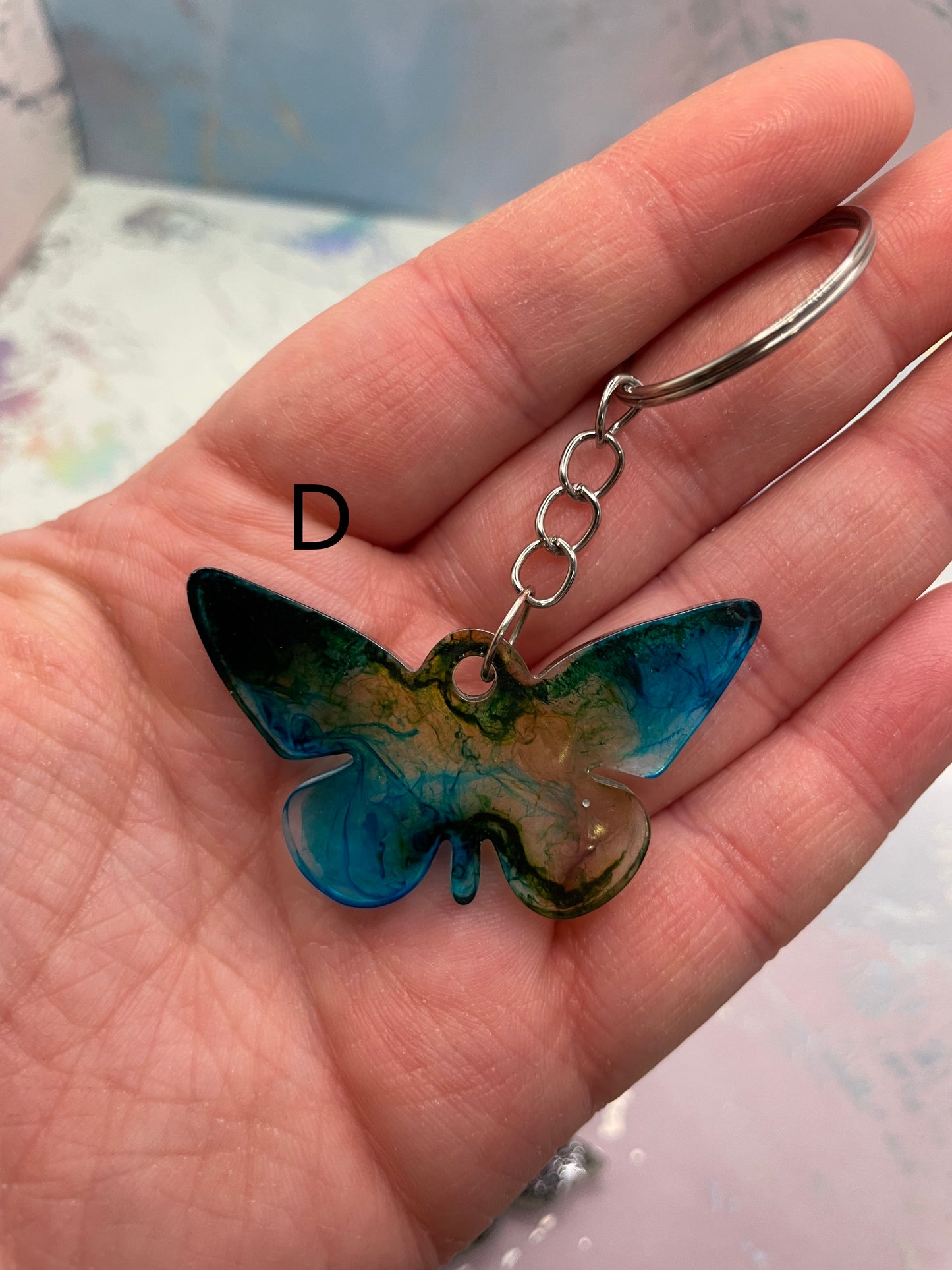 Handmade Butterfly Resin Keychains – Multiple Designs Available