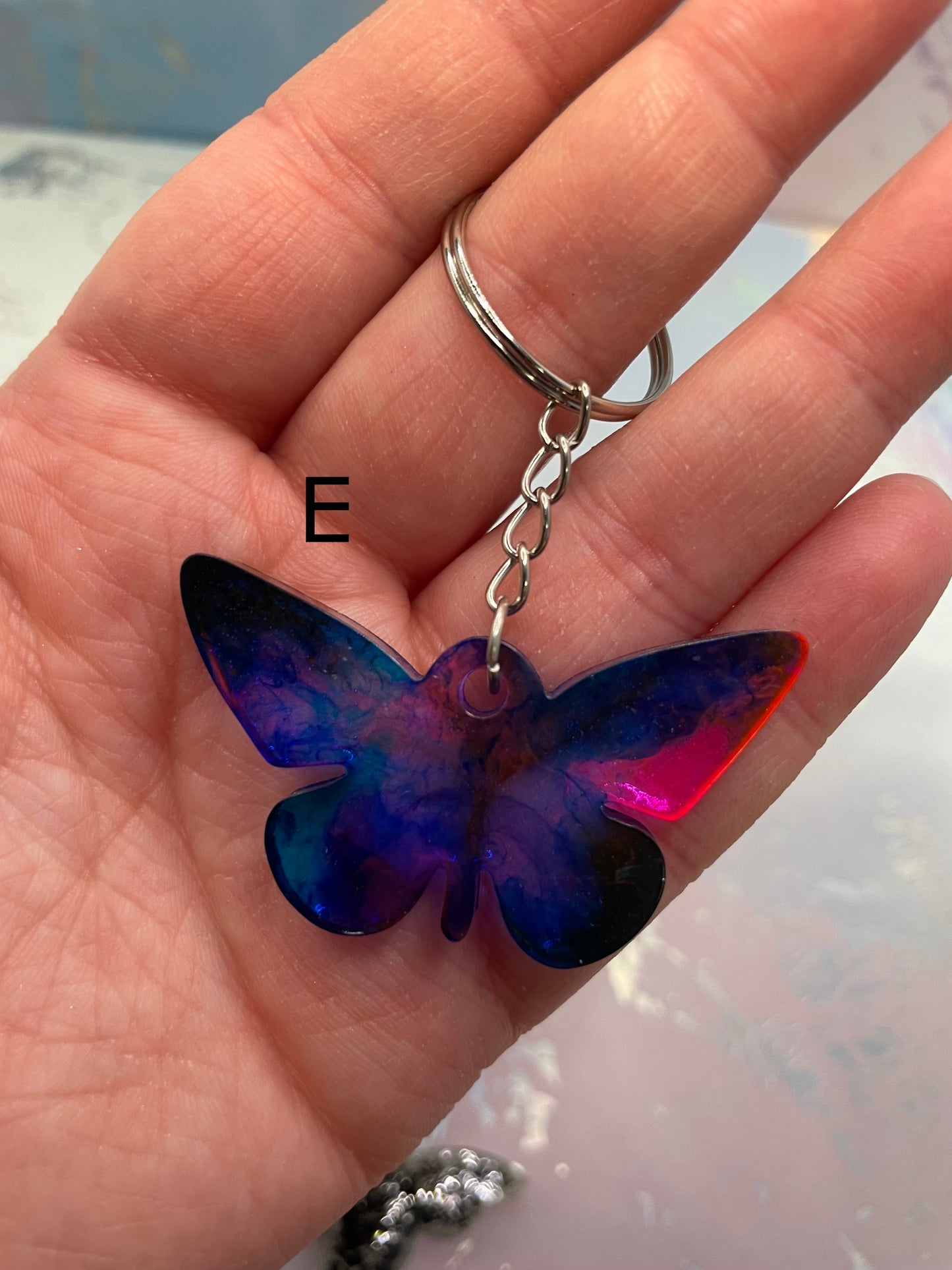 Handmade Butterfly Resin Keychains – Multiple Designs Available