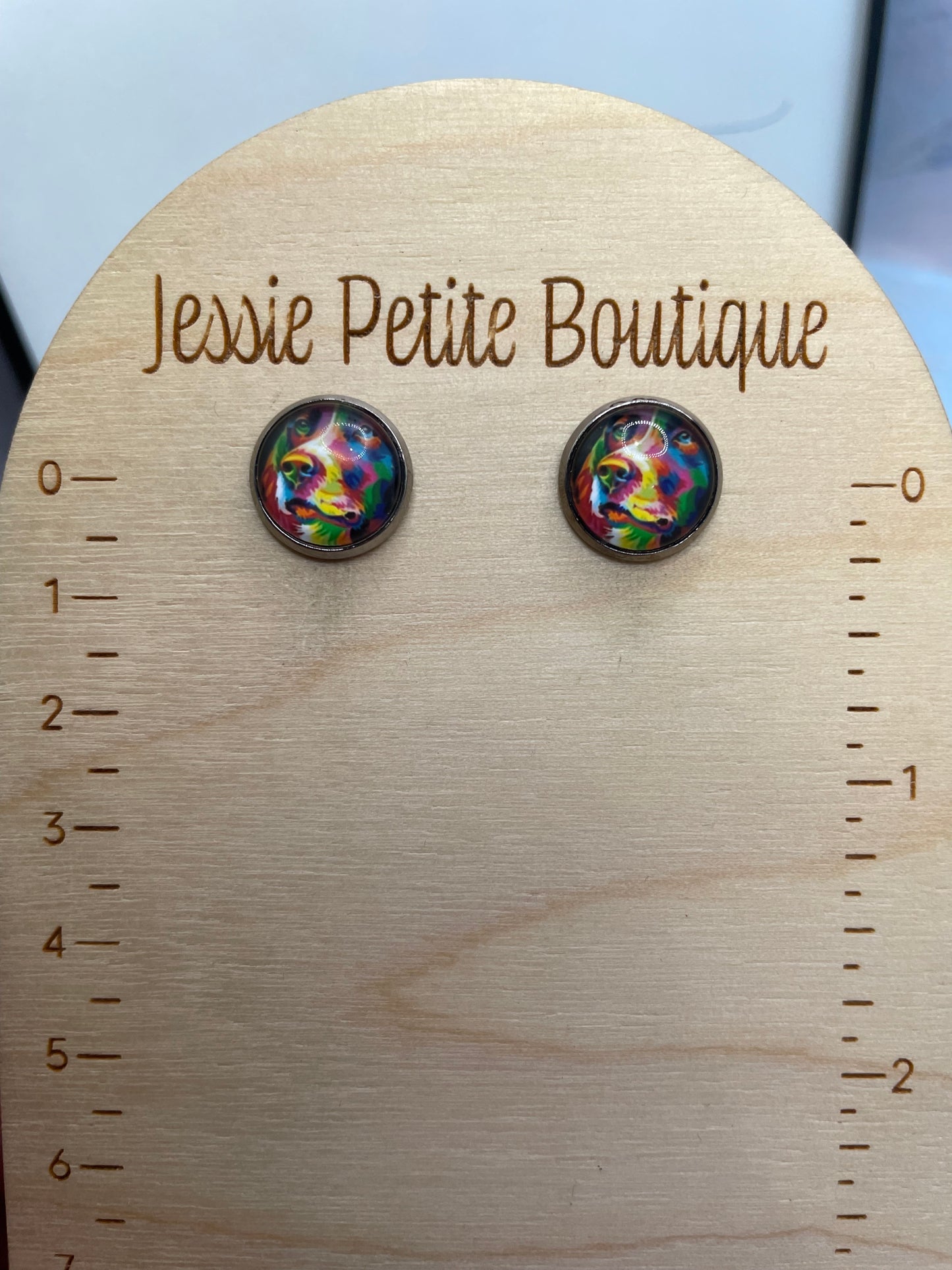 Boutons d’oreille chien coloré- Acier Inoxydable+Sans Nickel