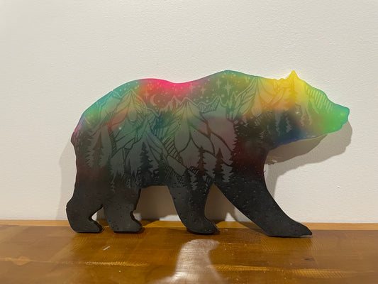 Glow in the Dark Northern Light Bear: Wall Art