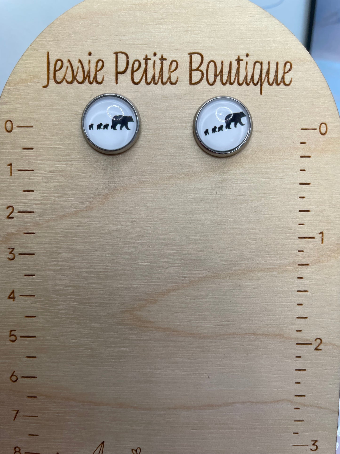 Boutons d’oreille Famille d’Ours – Acier inoxydable+ Sans nickel