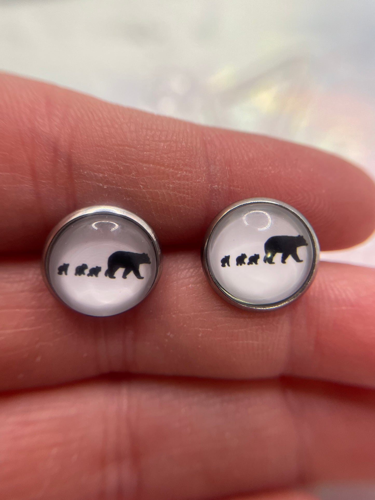 Boutons d’oreille Famille d’Ours – Acier inoxydable+ Sans nickel