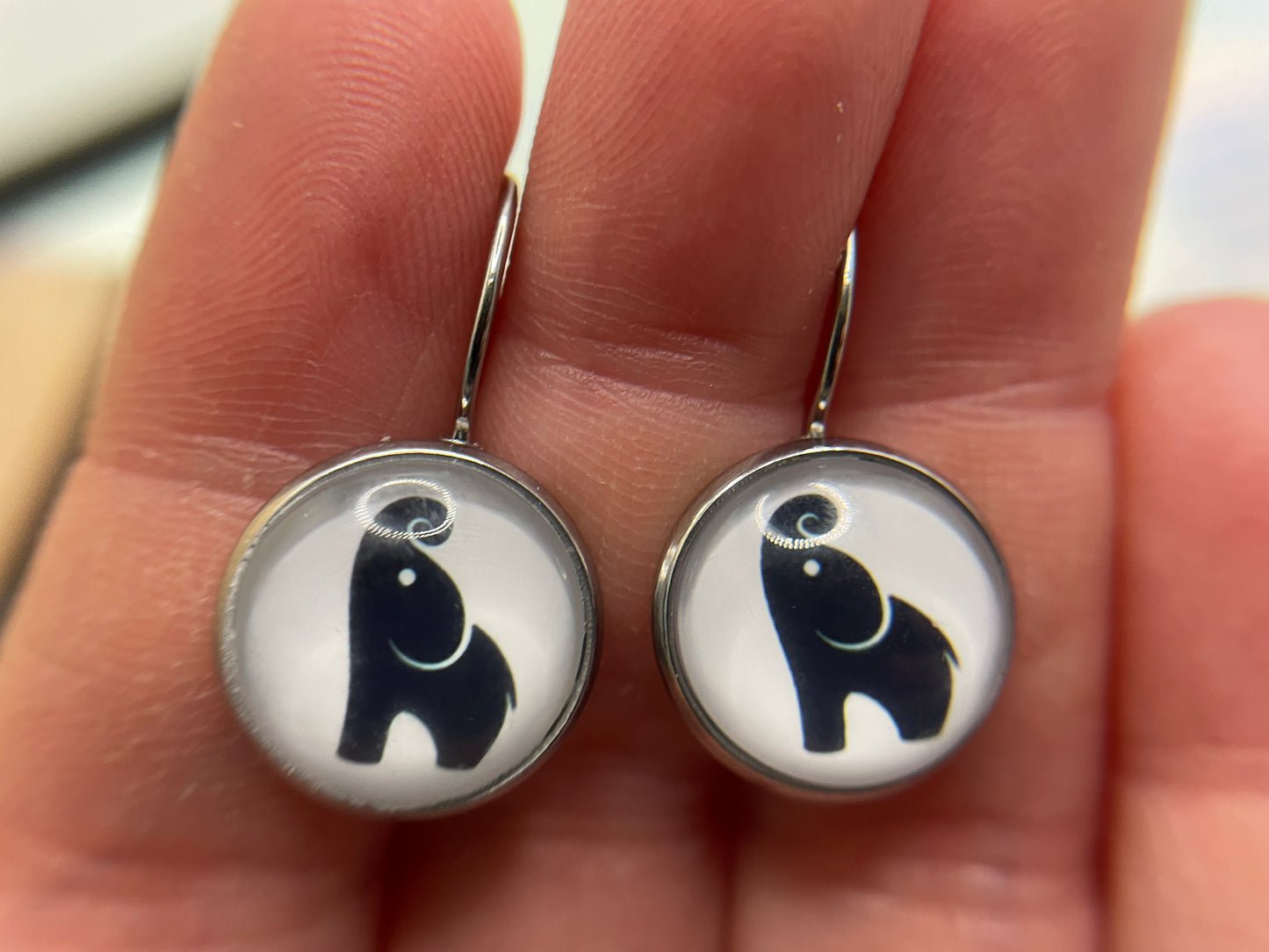 Boucles d’oreilles Dormeuse Minimaliste d'Éléphant-Acier Inoxydable+Sans Nickel