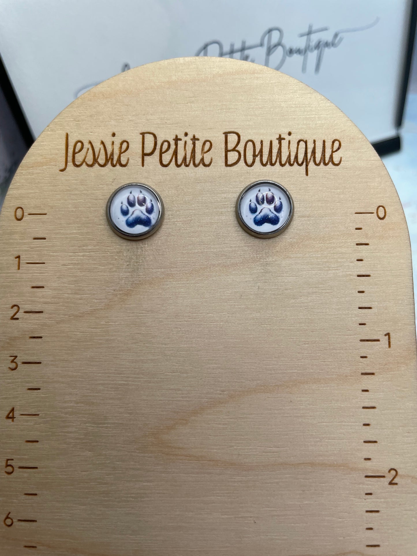 Galaxy Paw Print Stud Earrings-Stainless Steel+Nickel Free