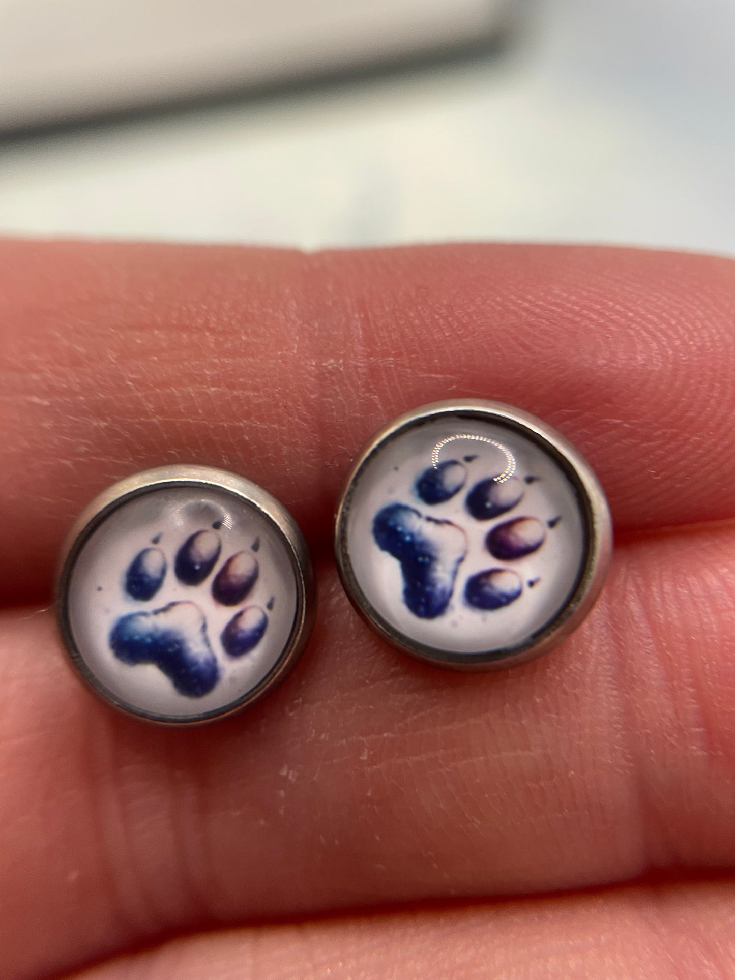 Galaxy Paw Print Stud Earrings-Stainless Steel+Nickel Free
