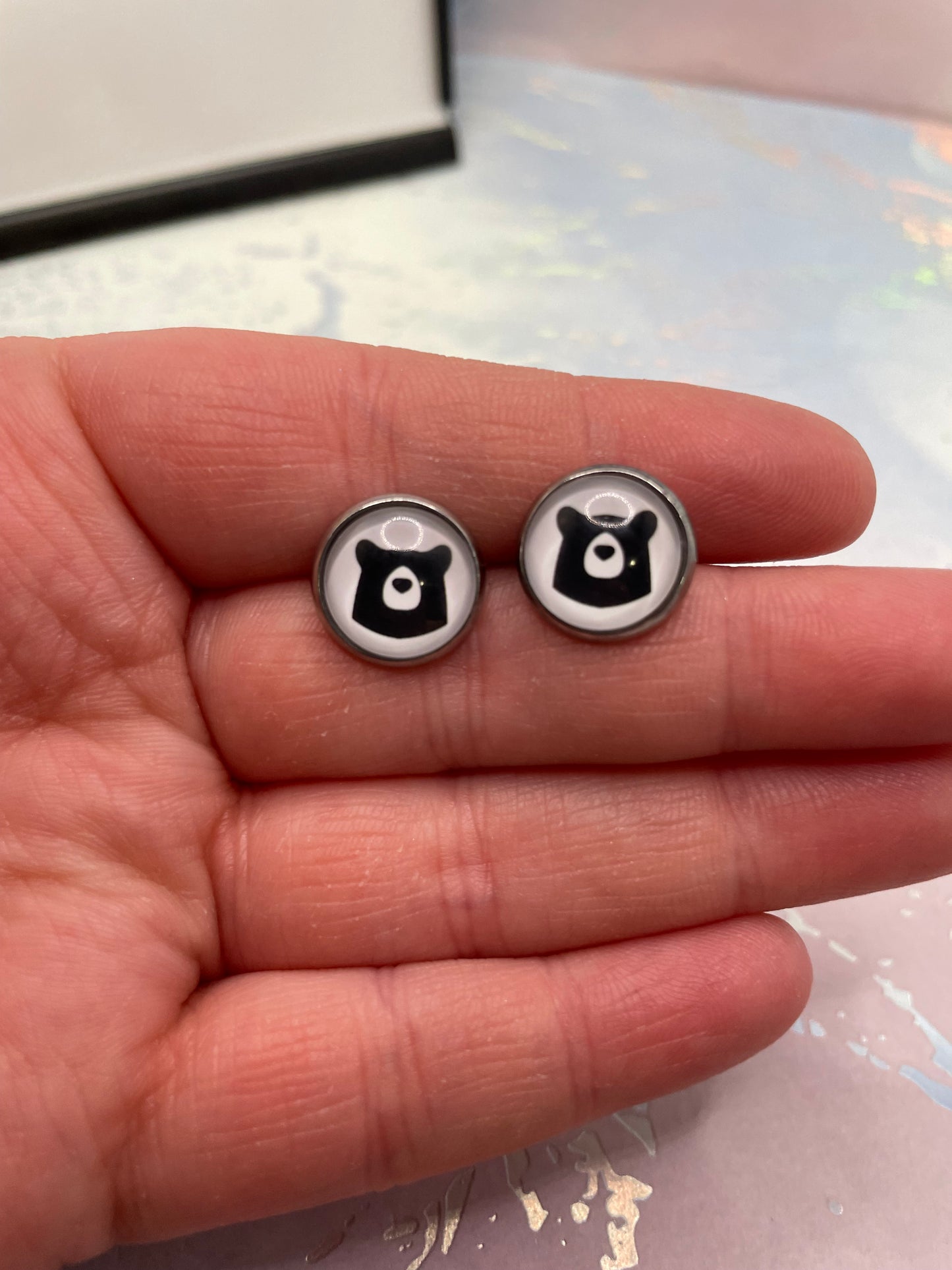 Minimal Bear Stud Earrings-Stainless Steel+Nickel Free