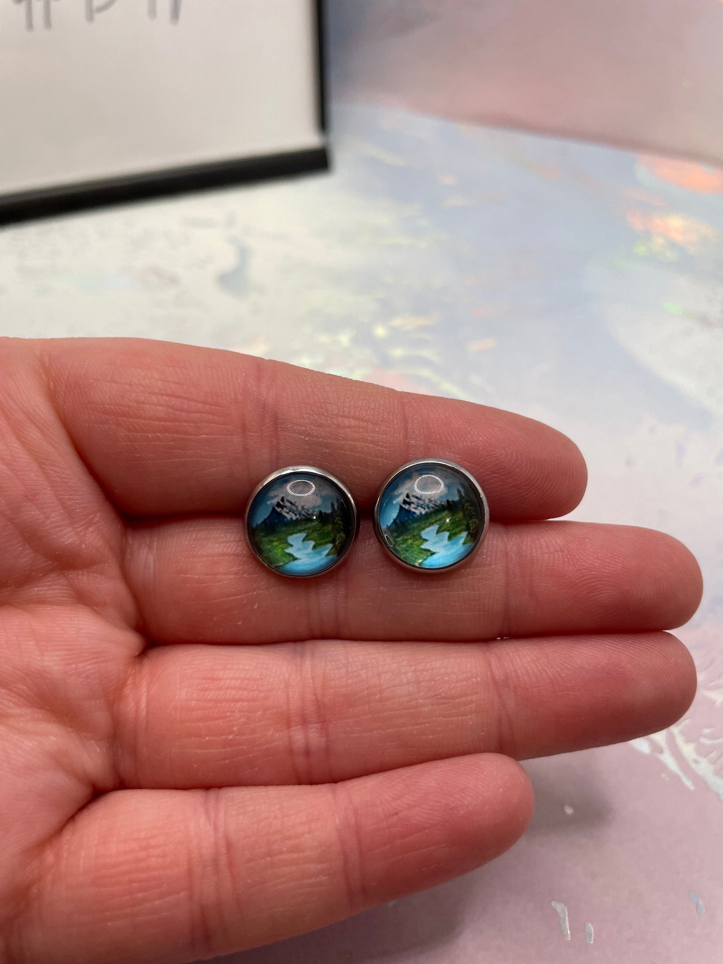 Mountain River Stud Earrings-Stainless Steel+Nickel Free