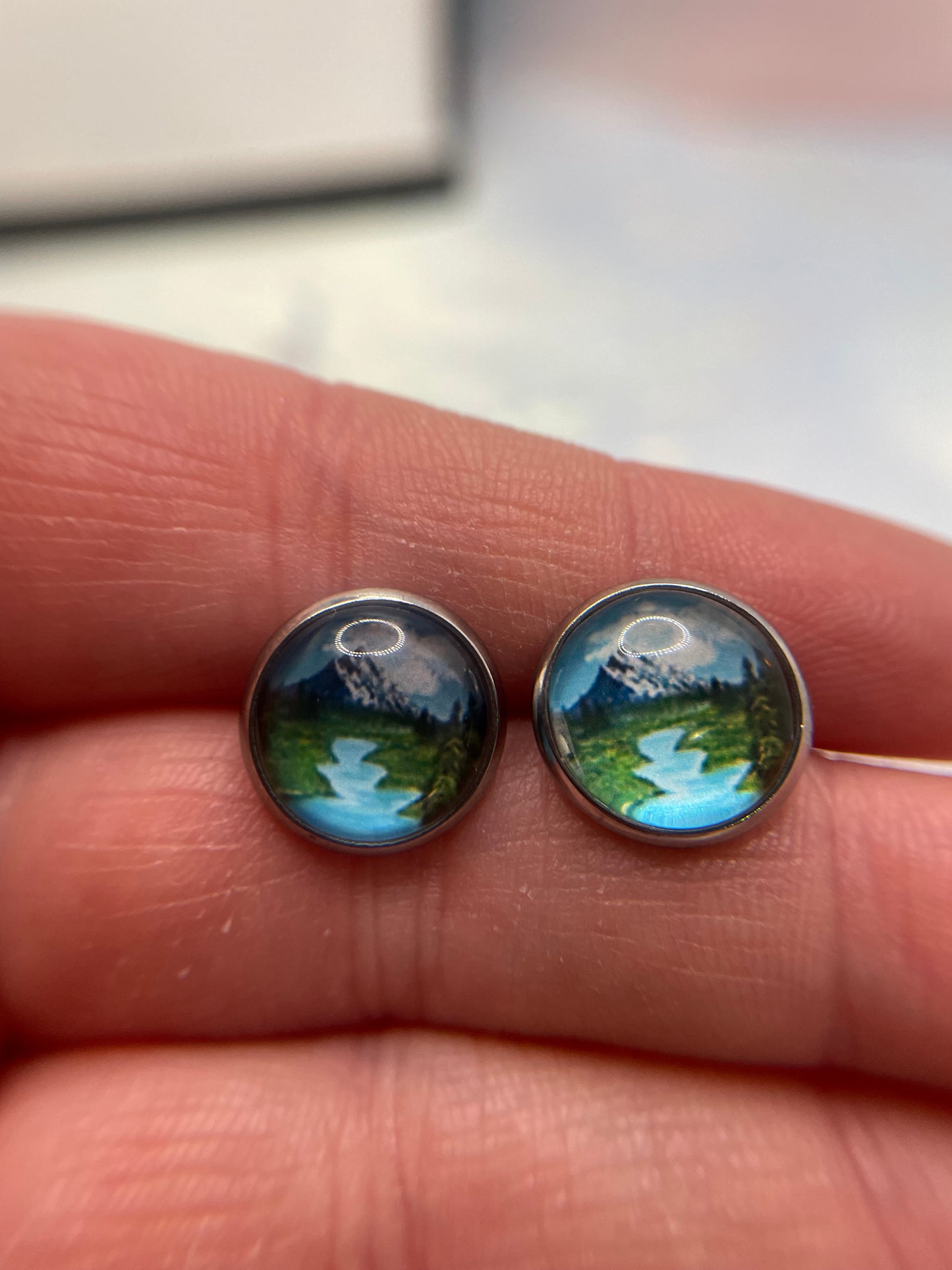 Mountain River Stud Earrings-Stainless Steel+Nickel Free