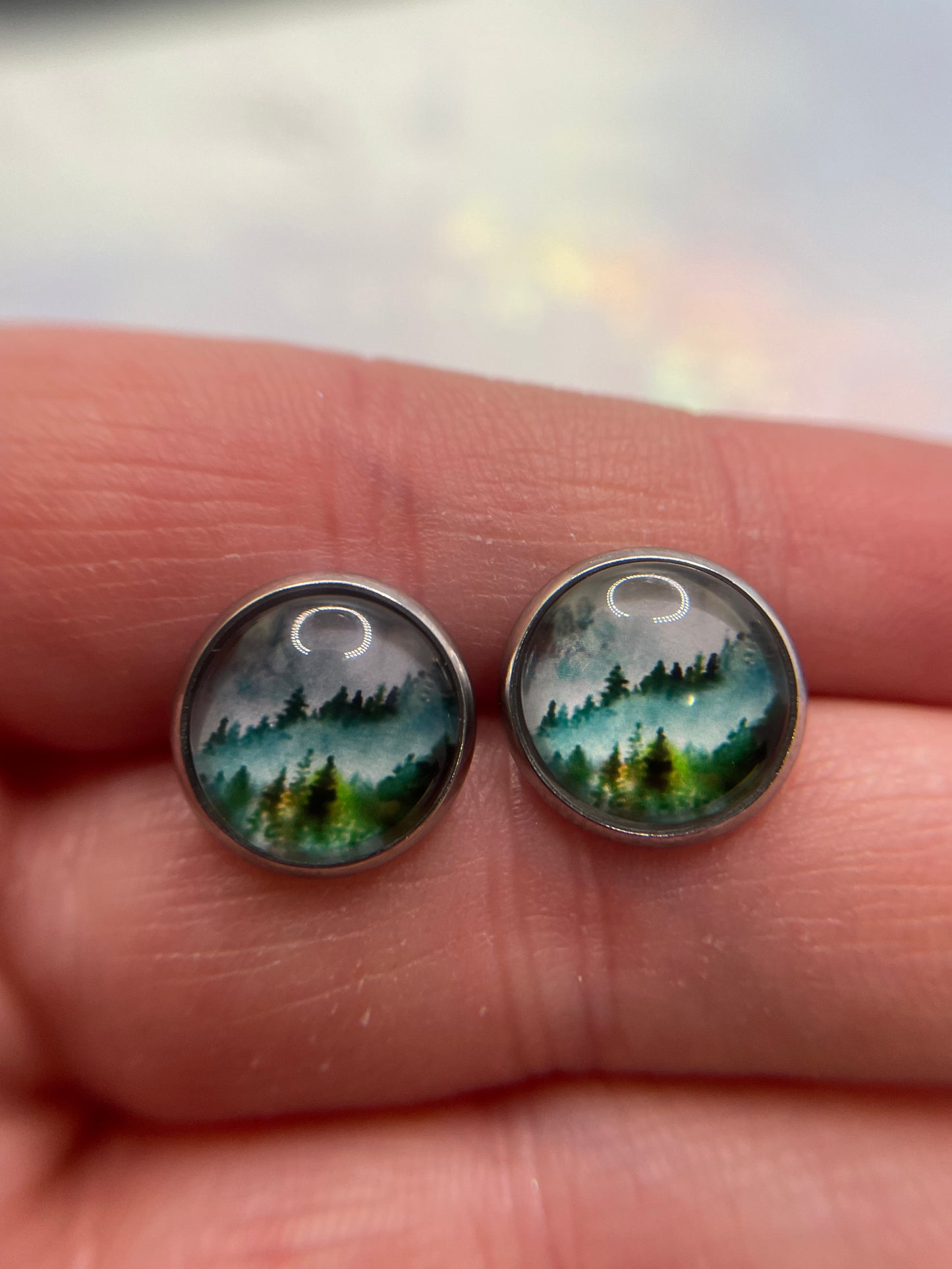 Misty Forest Stud Earrings-Stainless Steel+Nickel Free