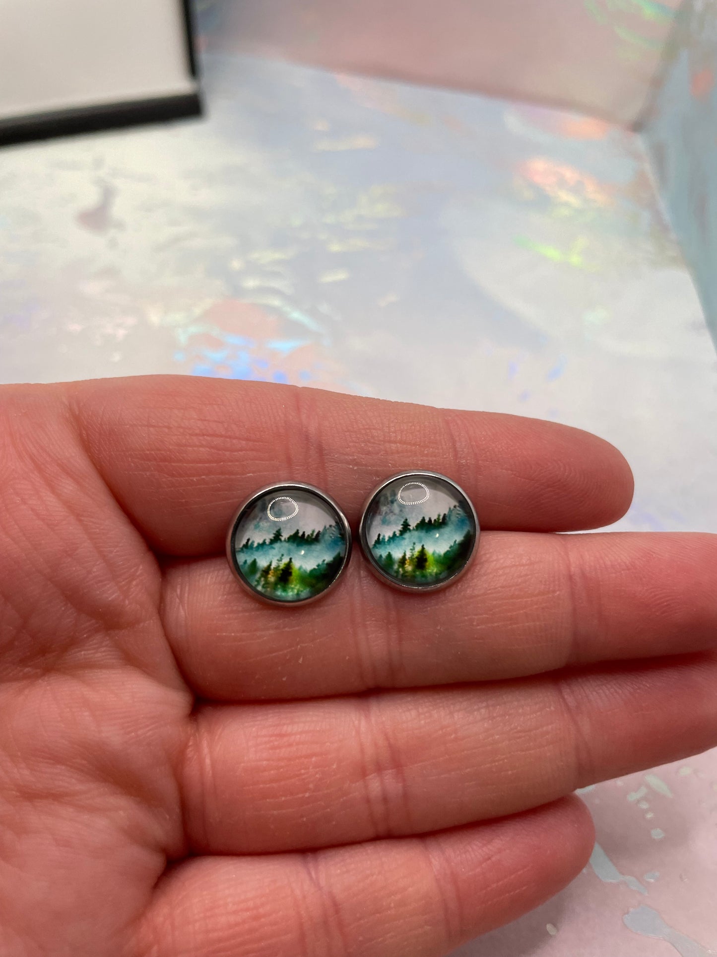 Misty Forest Stud Earrings-Stainless Steel+Nickel Free