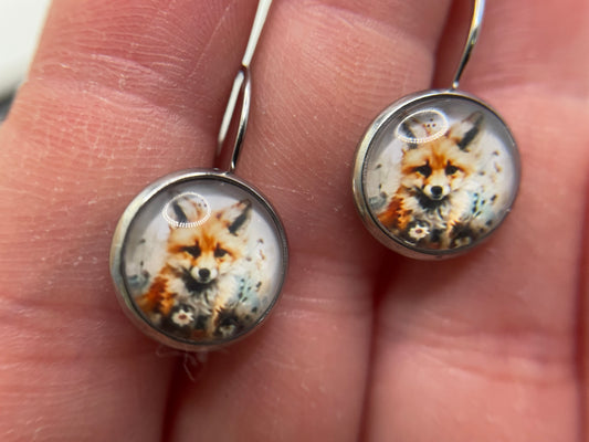 Fox Leverback Earrings-Stainless Steel+Nickel Free