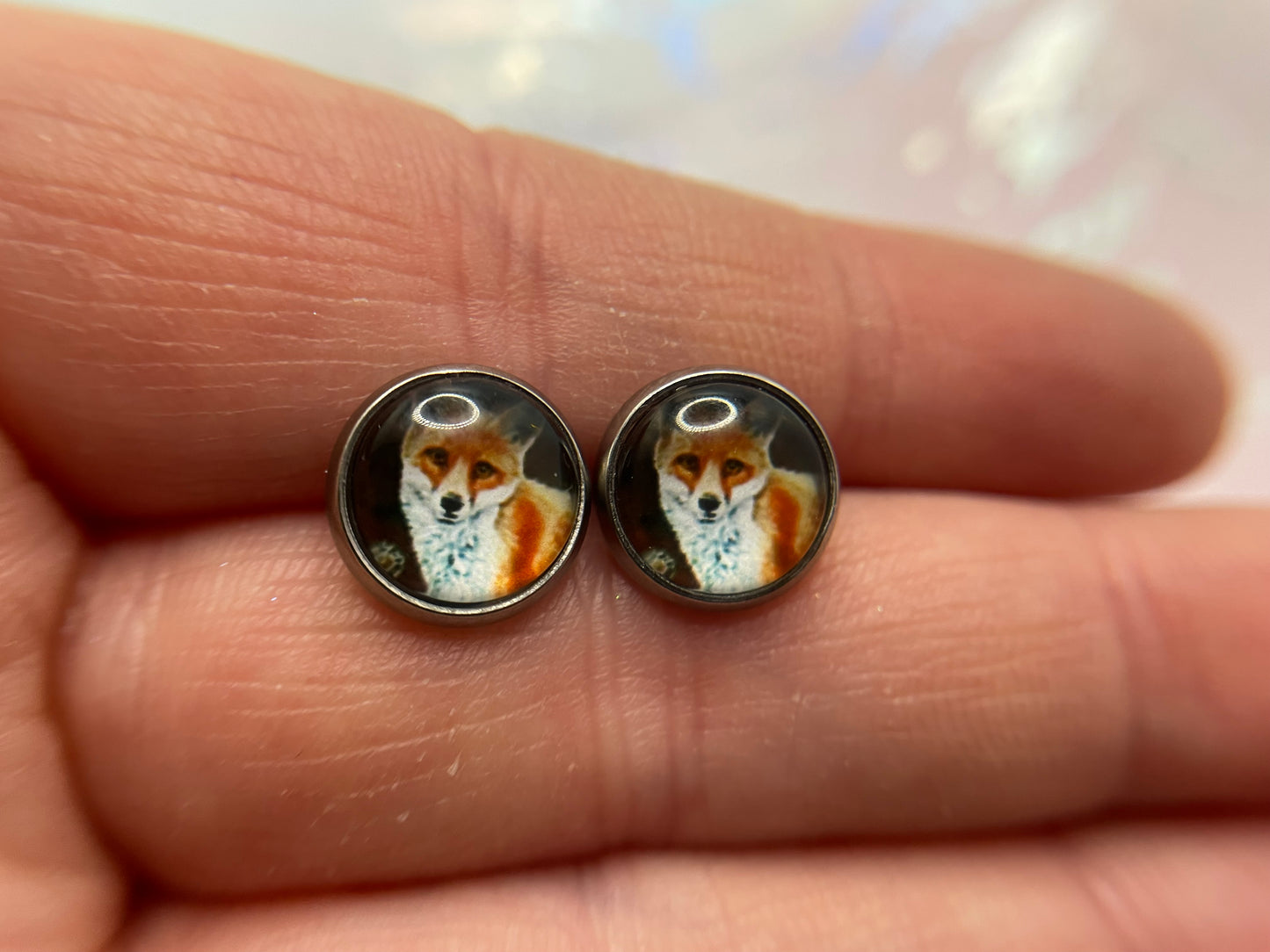 Fox Stud Earrings-Stainless Steel+Nickel Free