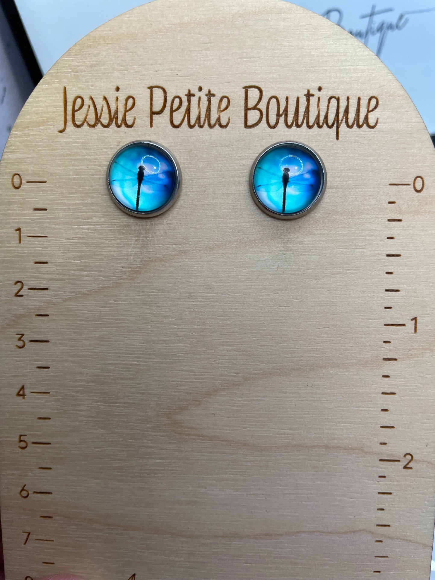 Blue Dragonfly Stud Earrings-Stainless Steel+Nickel Free