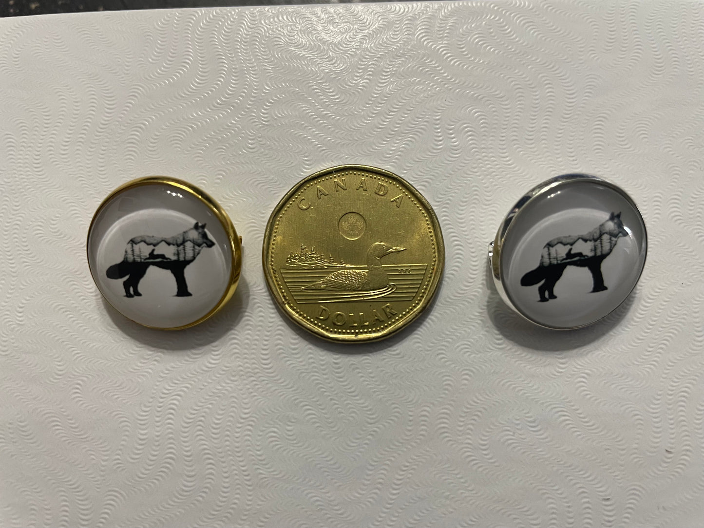 Broche Renard & Forêt – 20 mm