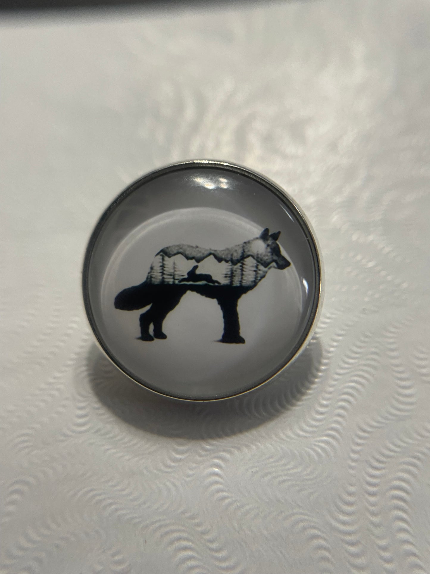 Broche Renard & Forêt – 20 mm