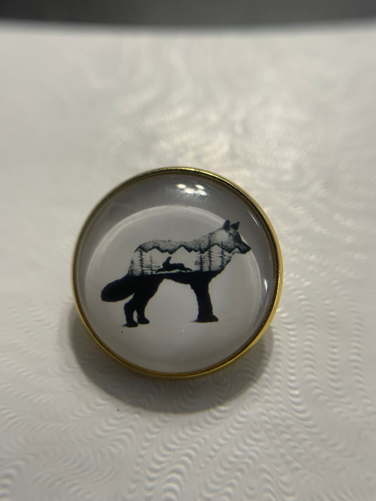 Broche Renard & Forêt – 20 mm