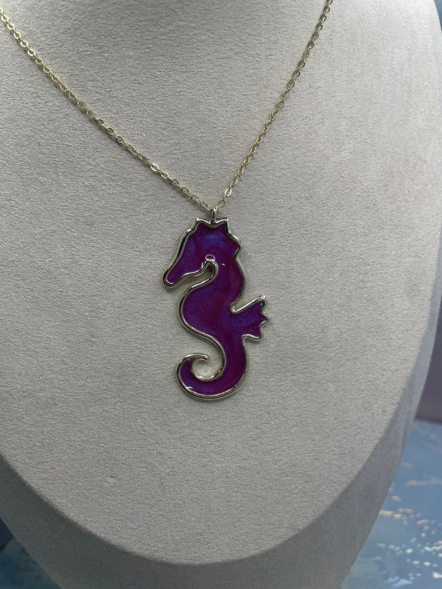 Big Seahorse Necklace 27'' NICKEL FREE
