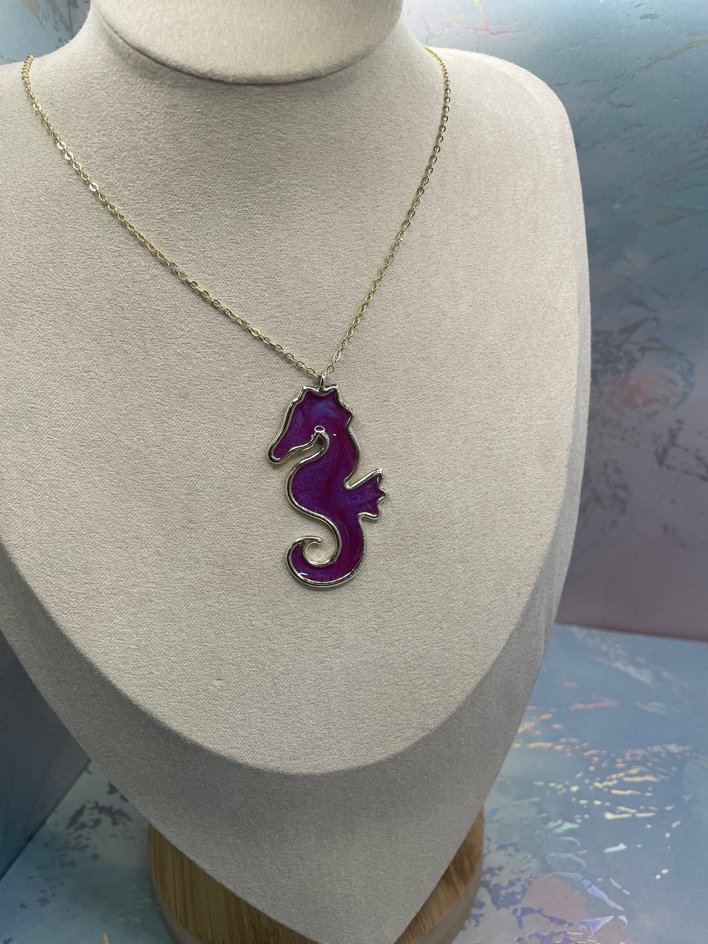 Big Seahorse Necklace 27'' NICKEL FREE