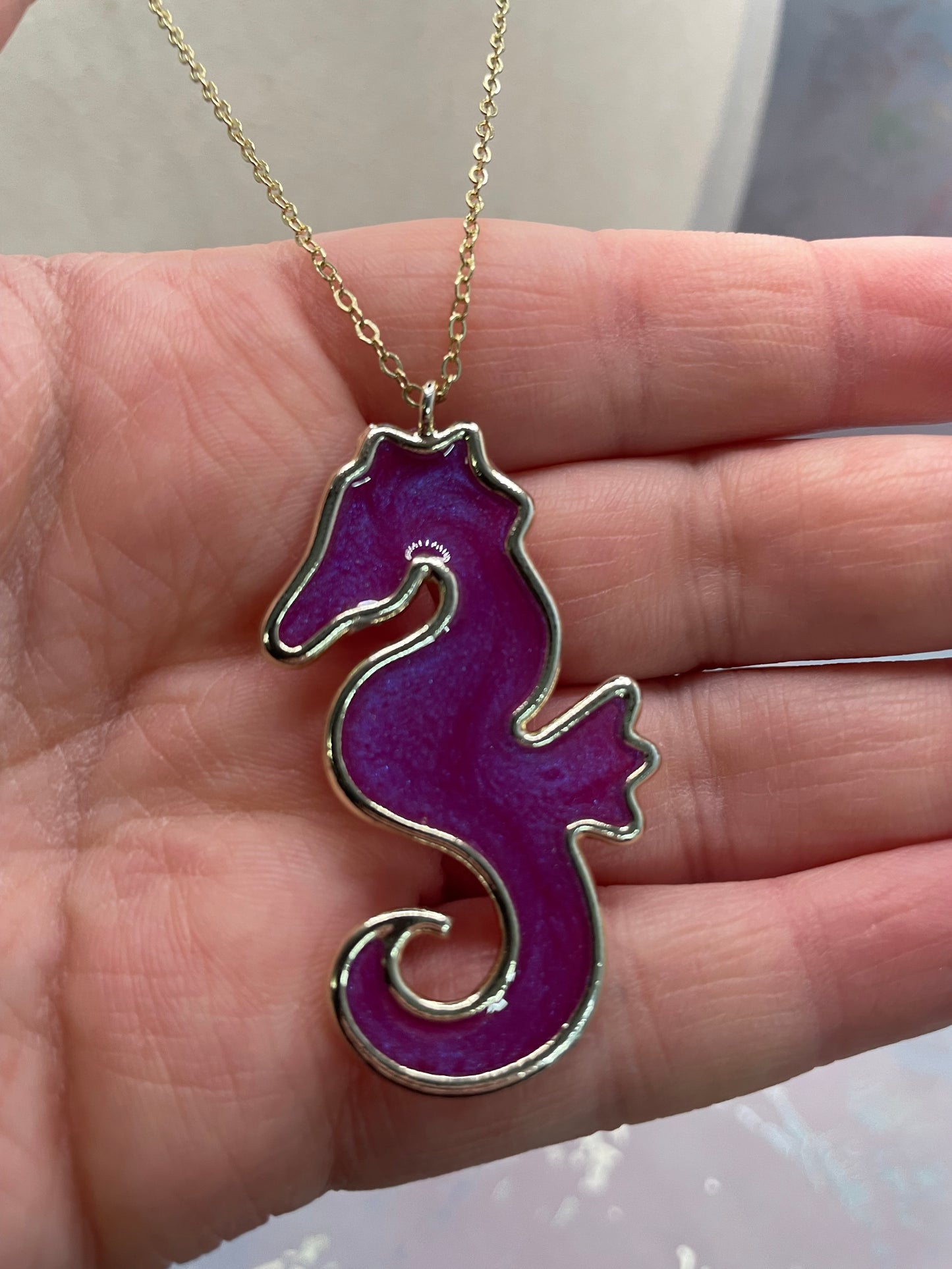 Big Seahorse Necklace 27'' NICKEL FREE