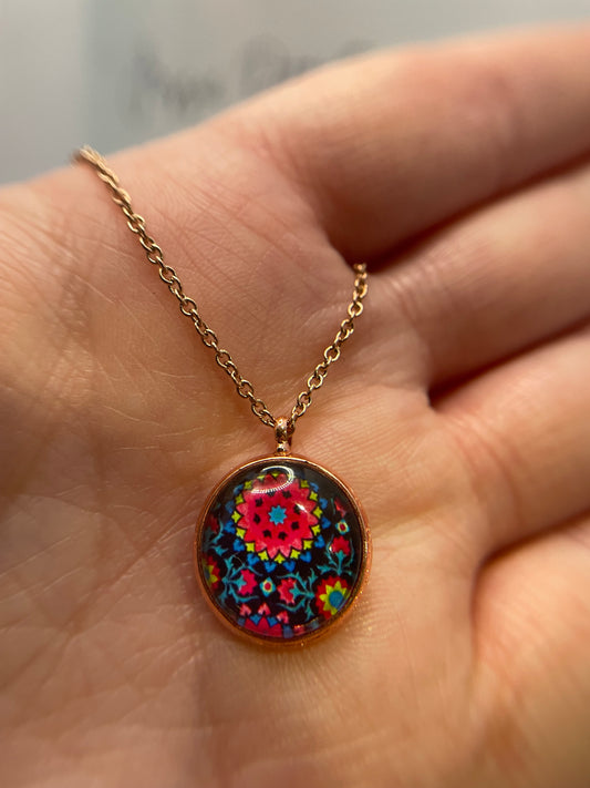 Funky Pattern Rose Gold Cabochon 17''Stainless steel