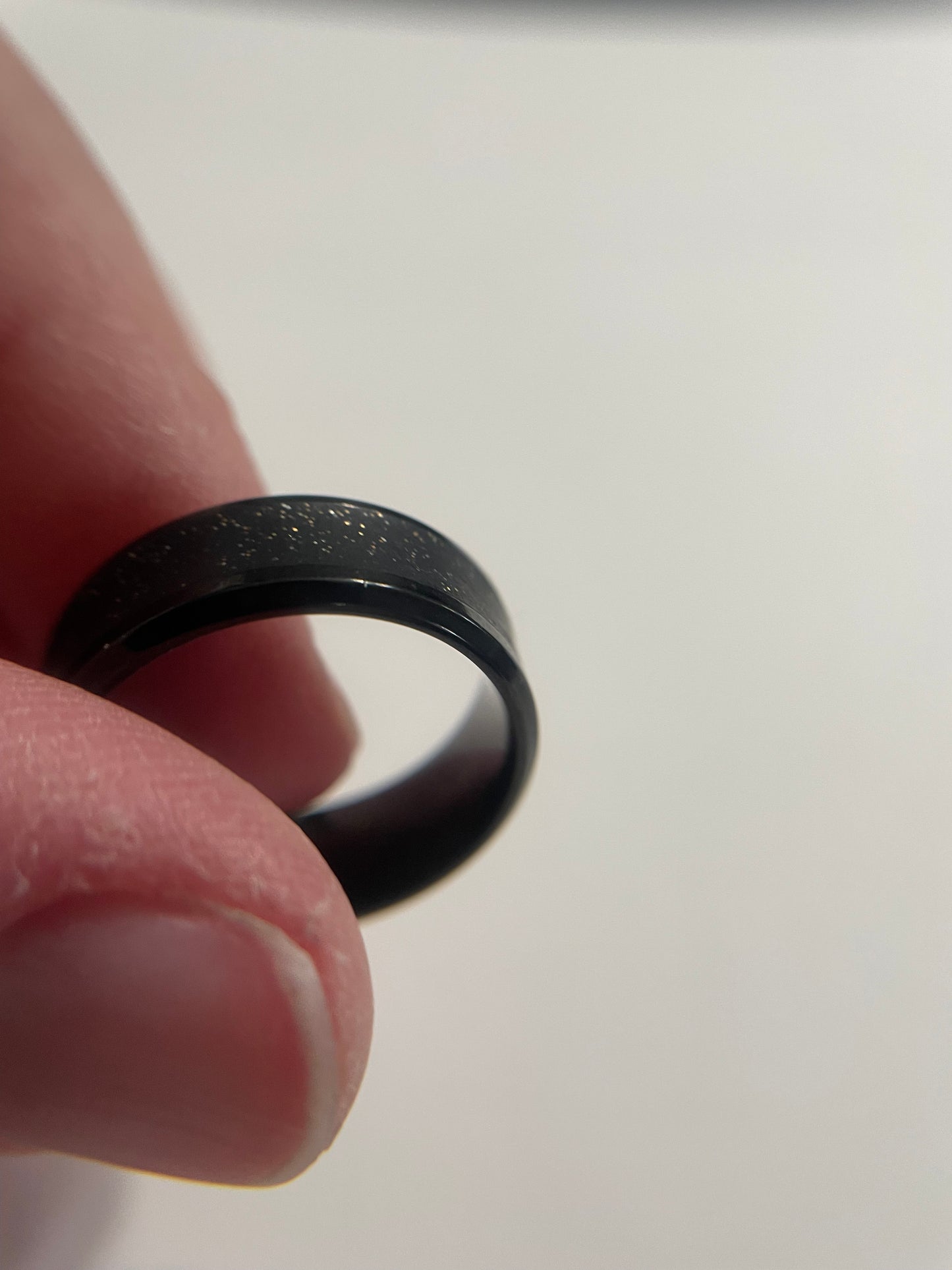Black Stainless Steel Ring with Polymer Clay Inlay