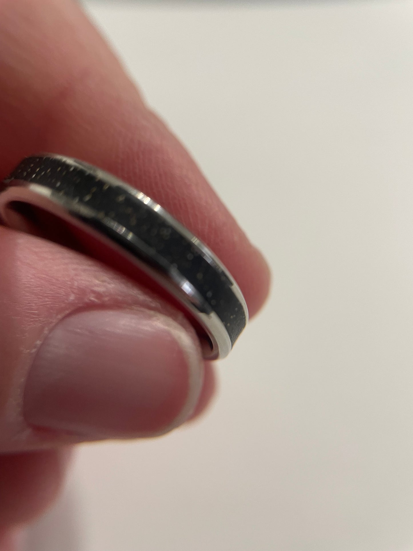 Black Twinkle  Inlay Stainless Steel Silver Ring