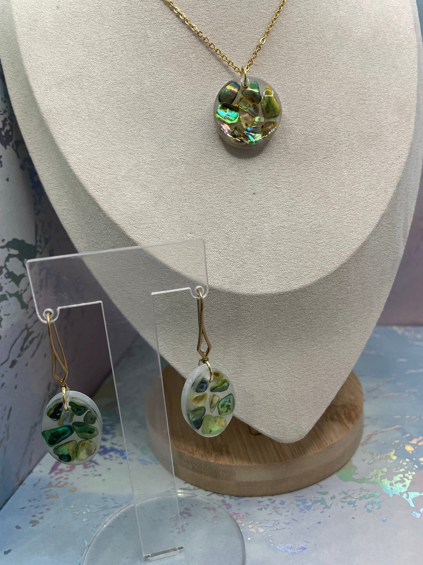 Ensemble Coquillage Vert Ivoire-Sans Nickel