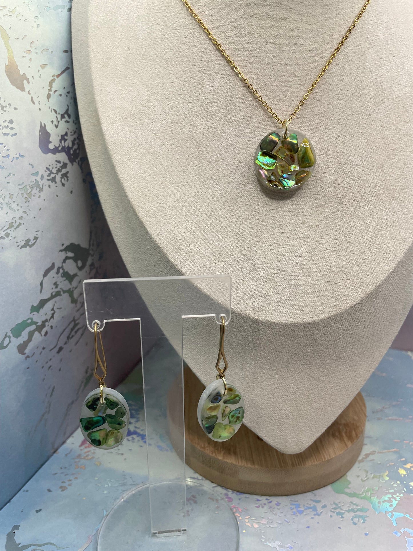 Ensemble Coquillage Vert Ivoire-Sans Nickel