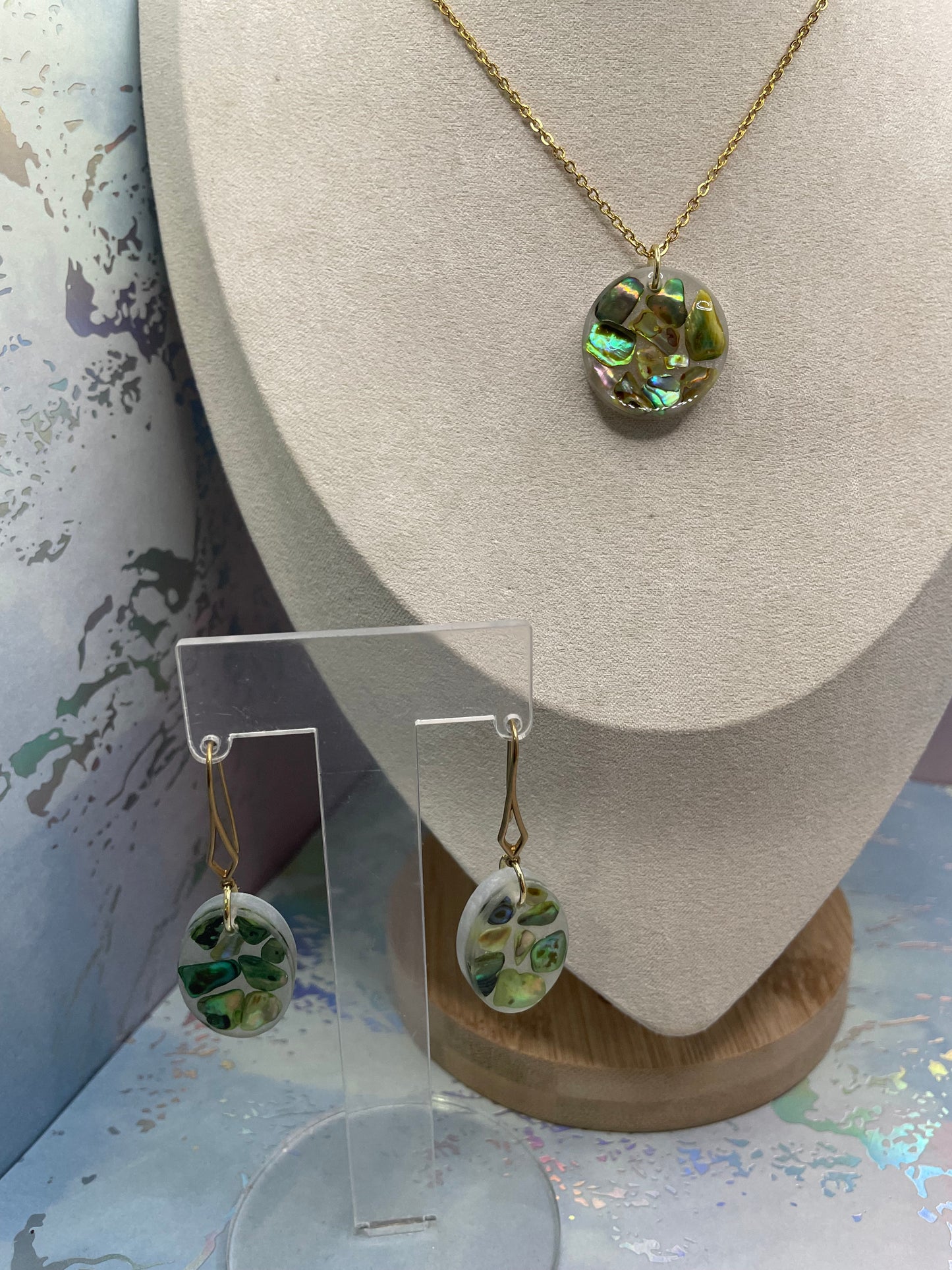 Ensemble Coquillage Vert Ivoire-Sans Nickel