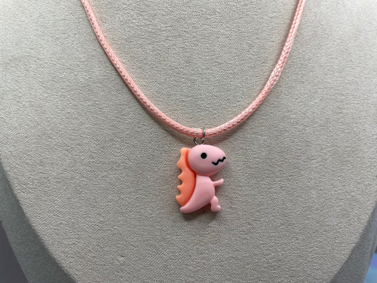Collier Dinosaure Rose-Corde Rose