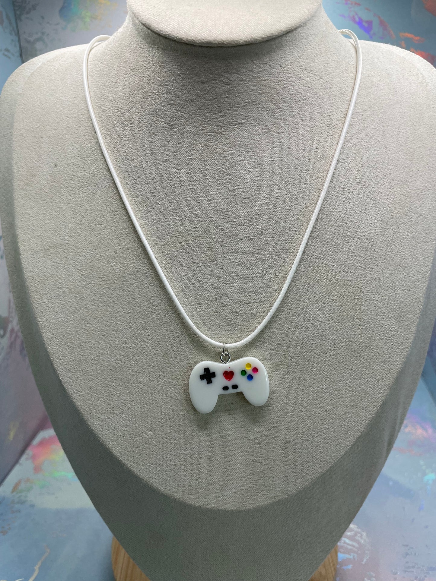 Video Game Controller Pendant Necklace- White Cord