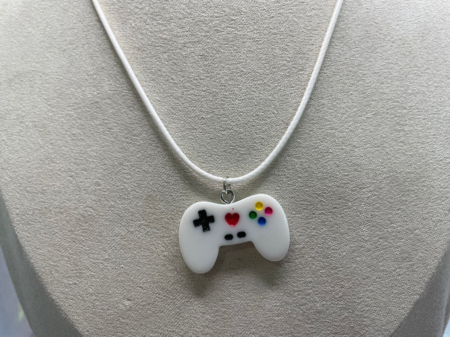 Video Game Controller Pendant Necklace- White Cord